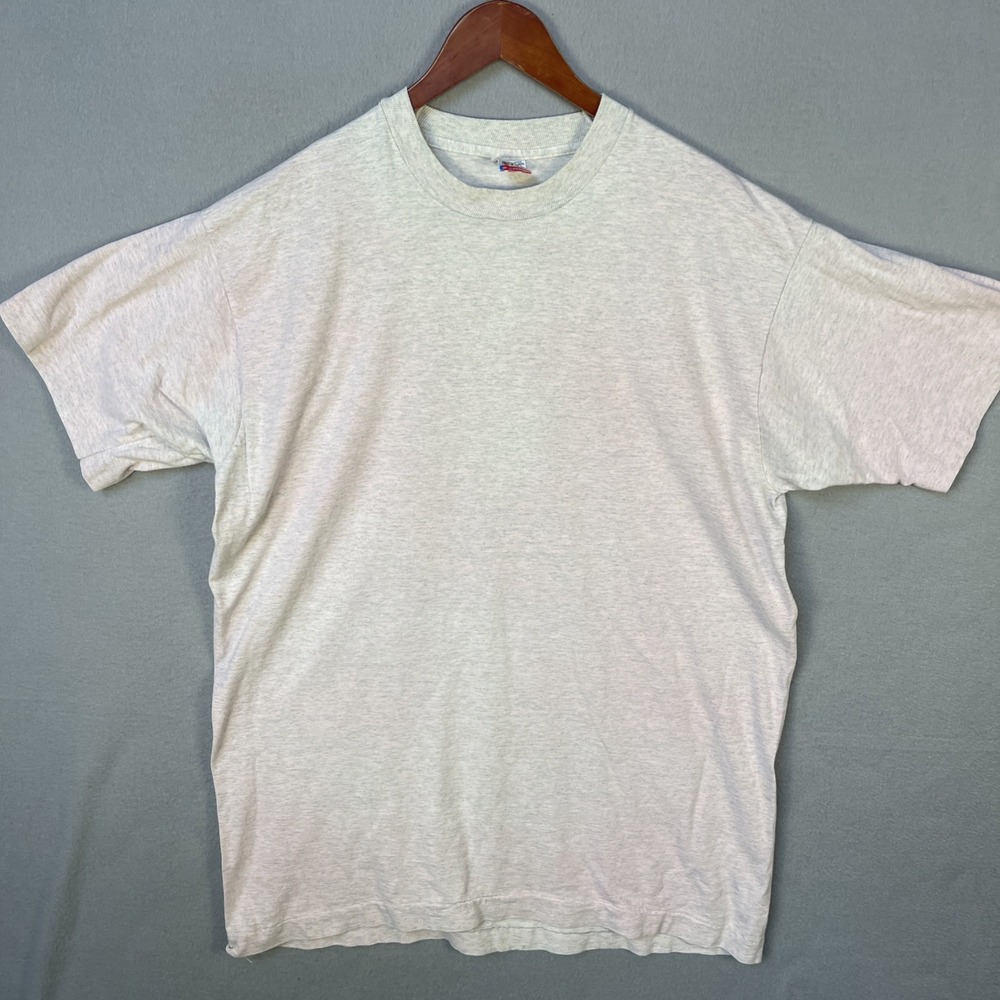 VTG Fruit of the Loom Single Stitch T Shirt Mens XL Pink Gray 90s USA Made